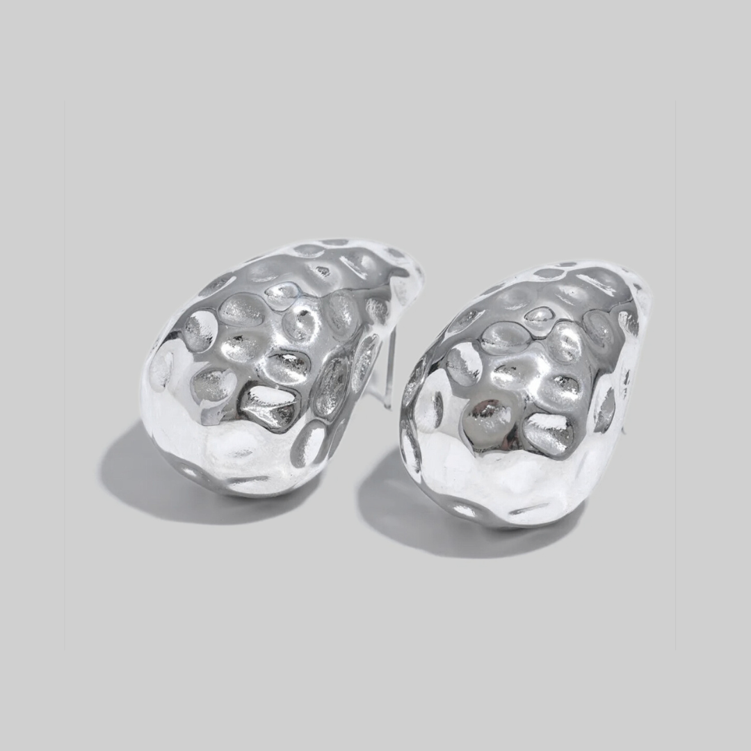 Lava Drop Statement Earrings | Silver