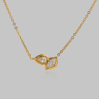 Pia Double CZ Dainty Chain Necklace | Gold Hue