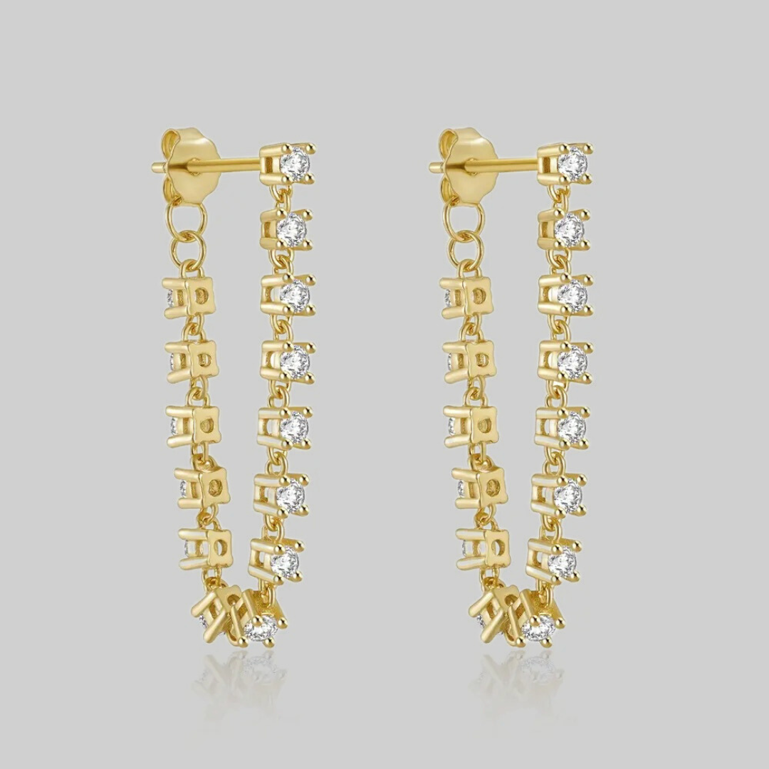 Cleo CZ Chain Drop Earrings | Clear