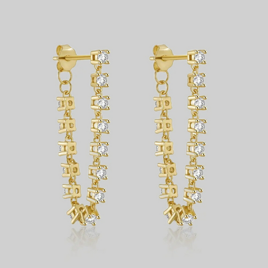 Cleo CZ Chain Drop Earrings | Clear