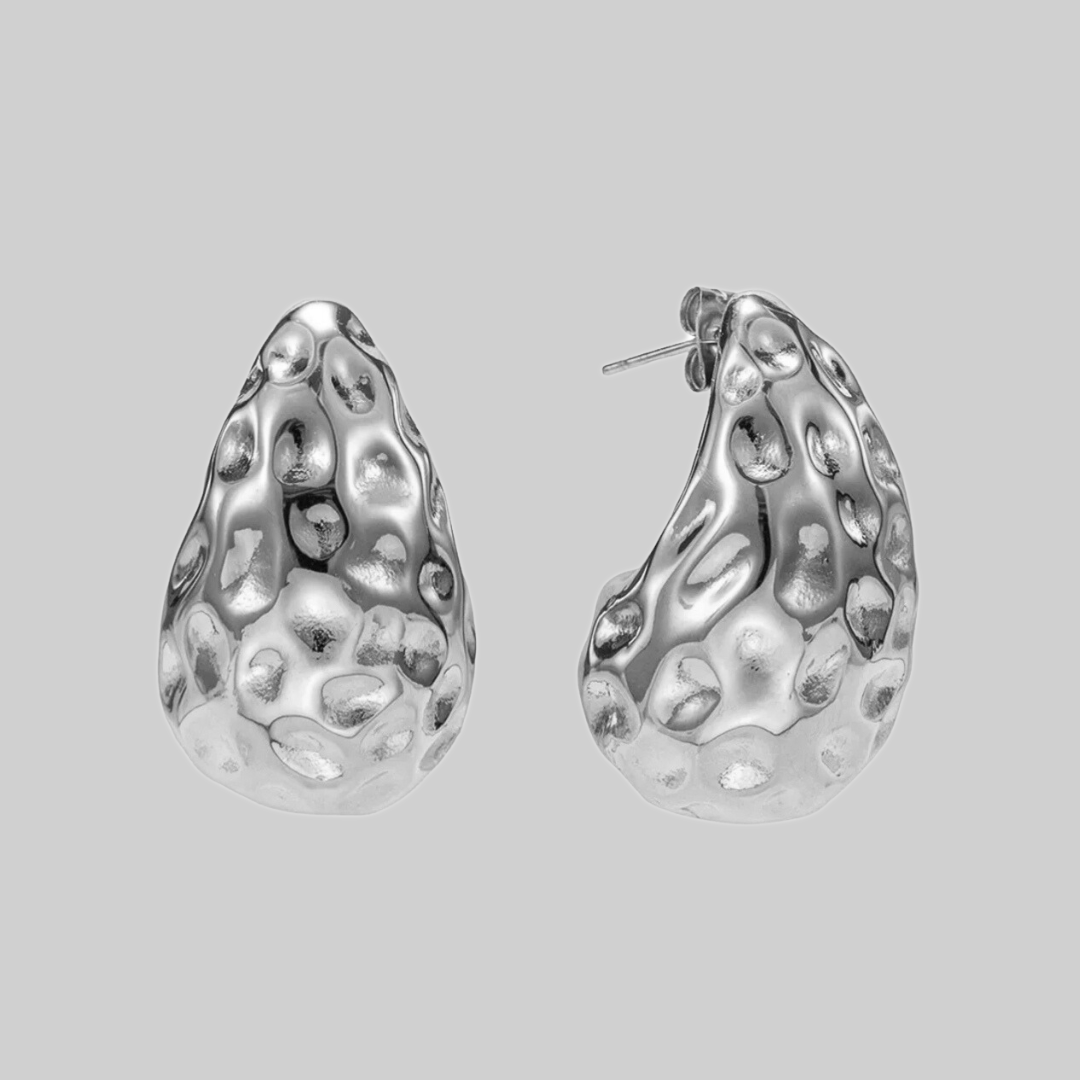 Lava Drop Statement Earrings | Silver