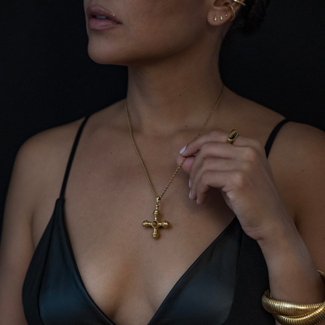 Gaia Cross Necklace | Tiger Eye