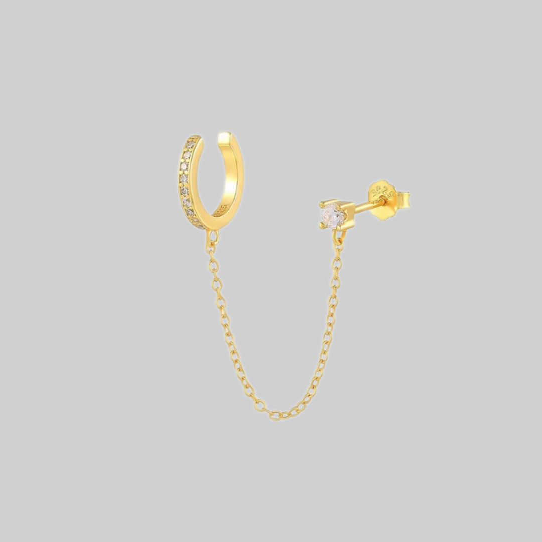 Yamna Chain Cuff Stud Earring | Gold