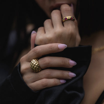 Pink Hearts & CZ Stars Ring