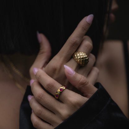 Pink Hearts & CZ Stars Ring