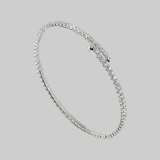 Tindra Adjustable Tennis Bangle Bracelet | Silver