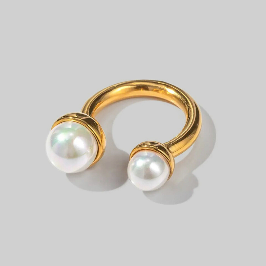 Abaya Adjustable Double Pearl Ring