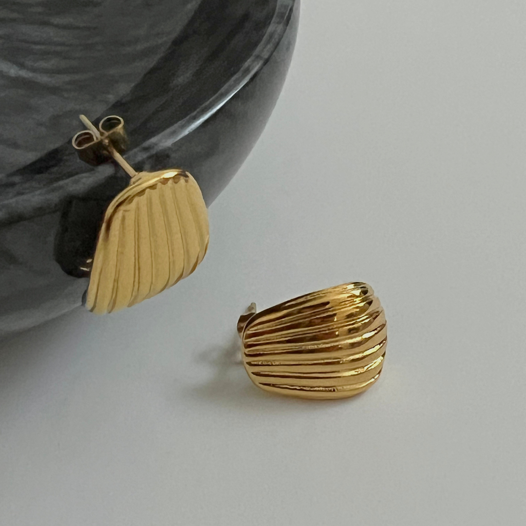 Ribbed Earrings | Gold