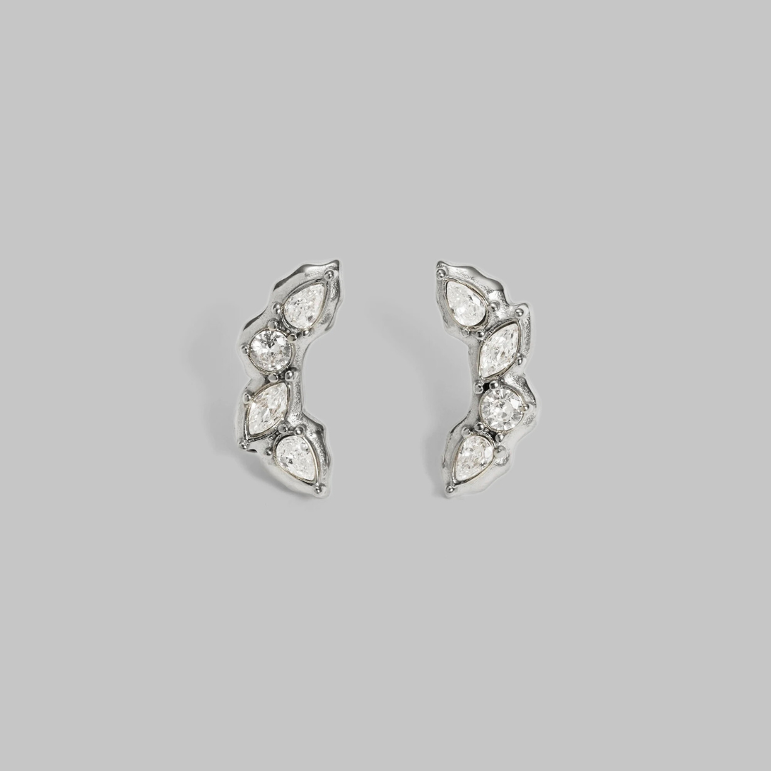 Pia Multi CZ Stud Earrings | Silver Hue