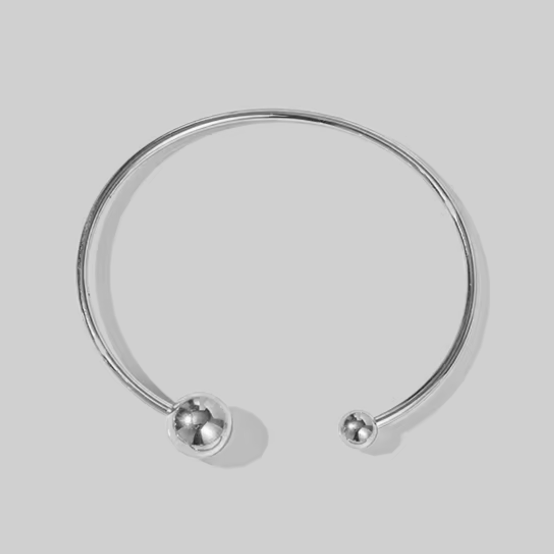 Bondi Sphere Thin Cuff Bracelet  | Silver