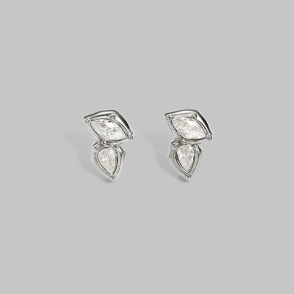 Pia Double CZ Stud Earrings | Silver Hue