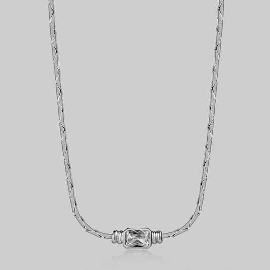 Ethereal Solitaire CZ Necklace | Silver