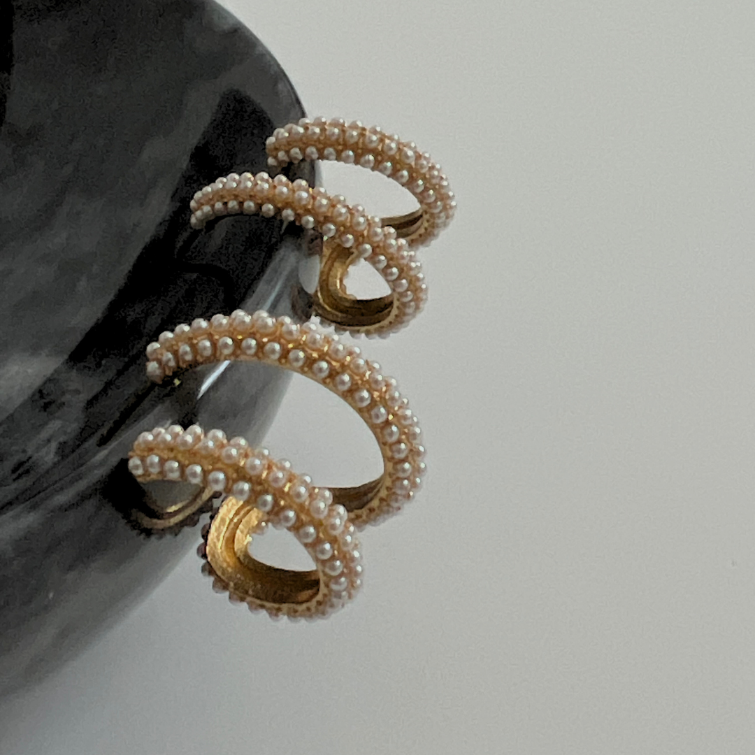 Marla Double Hoop Pearl Earrings