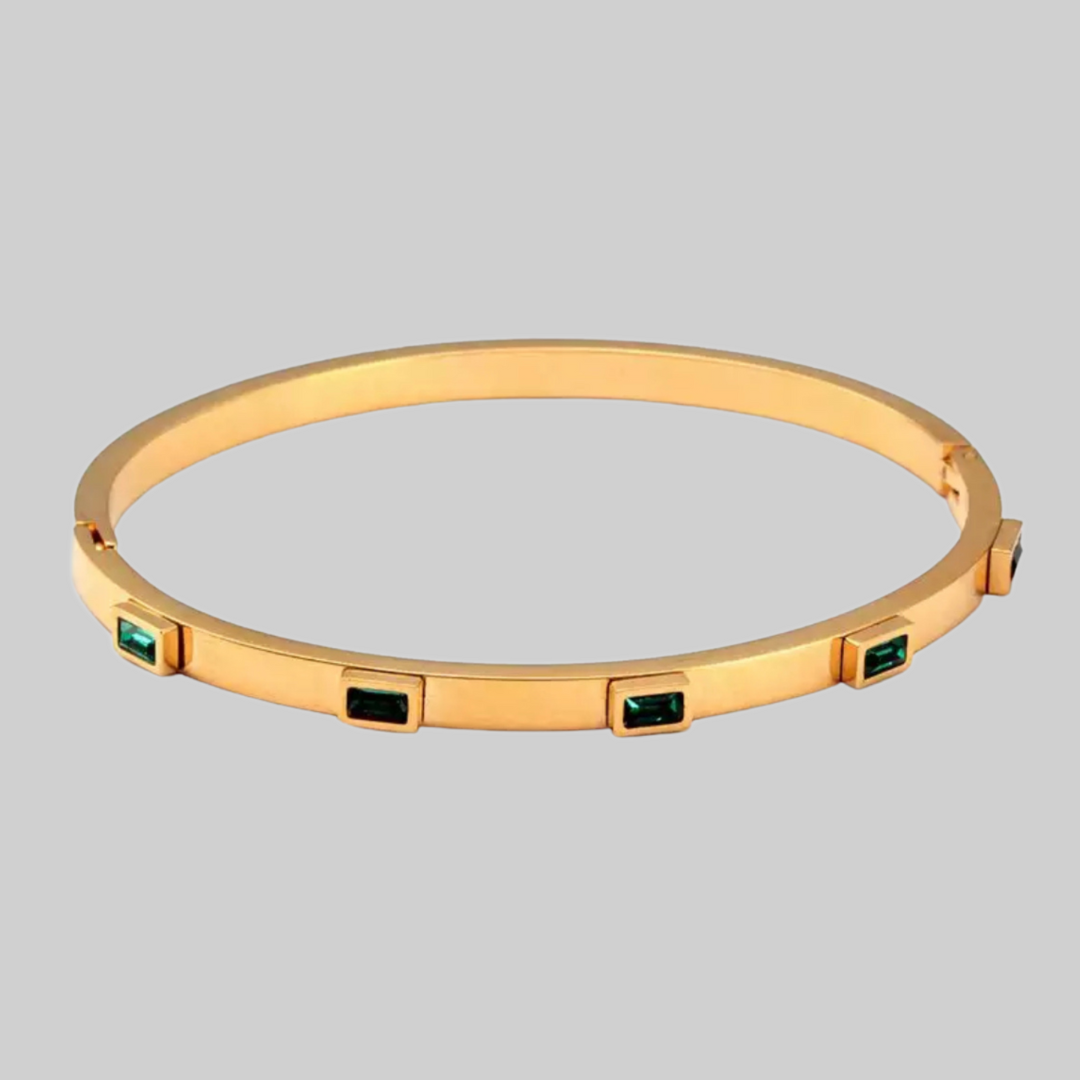 Helen Baguette Green CZ 4mm Bangle