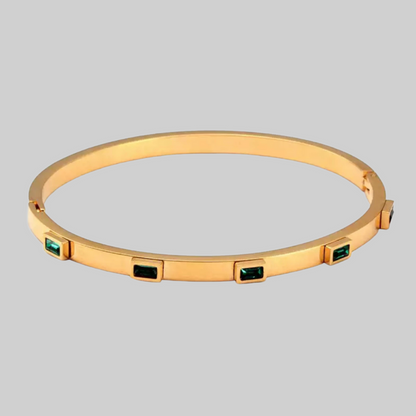 Helen Baguette Green CZ 4mm Bangle