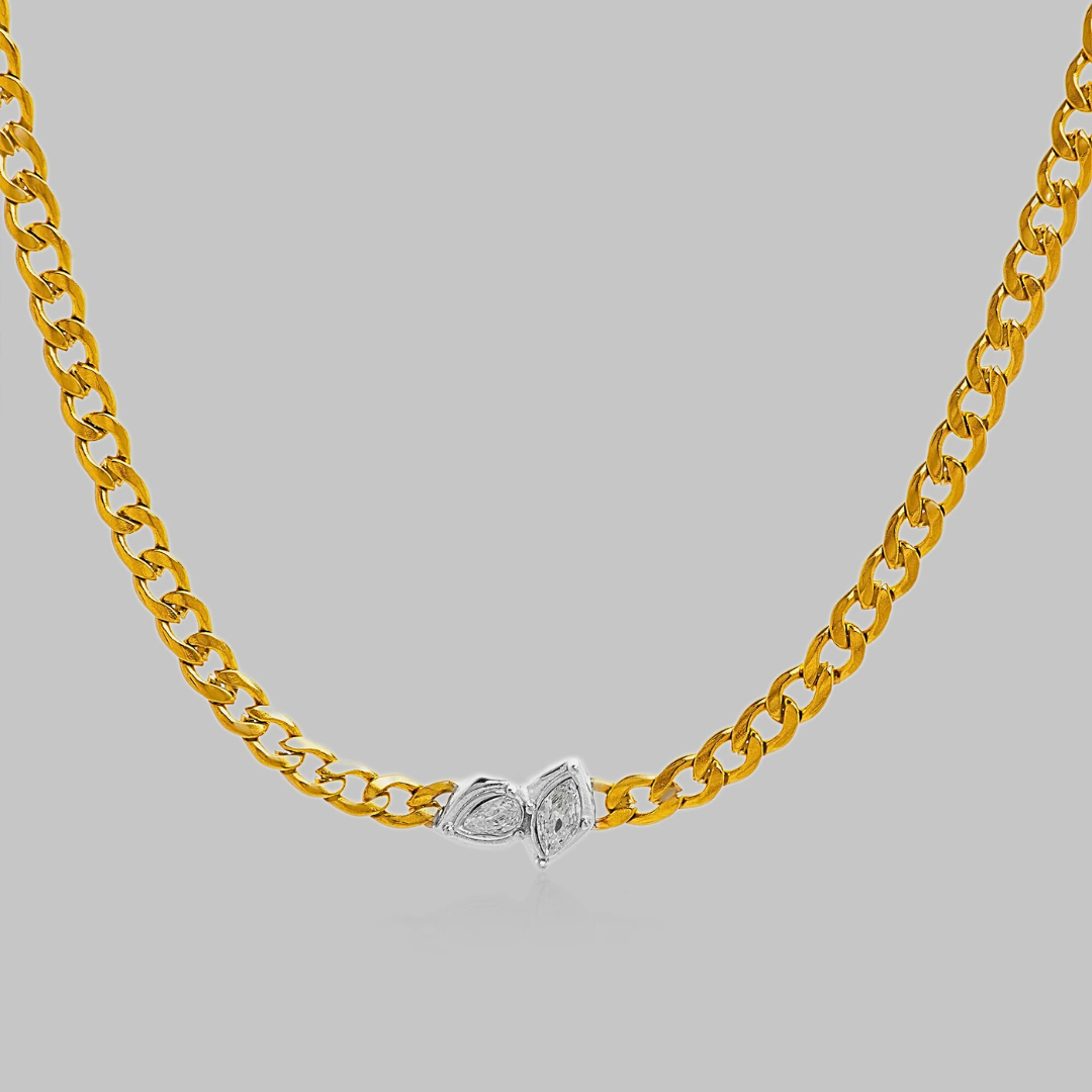 Penelope Double CZ Curb Chain Necklace