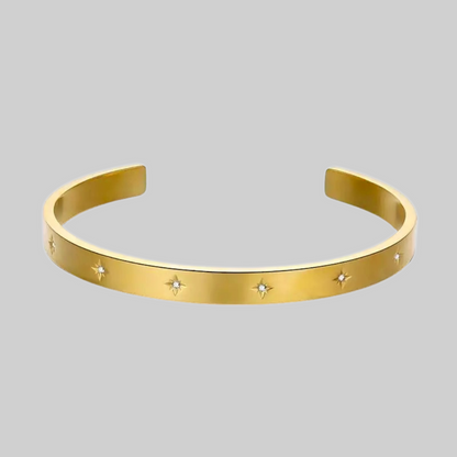 Elektra CZ Eight-Point Star Open Bangle | Gold