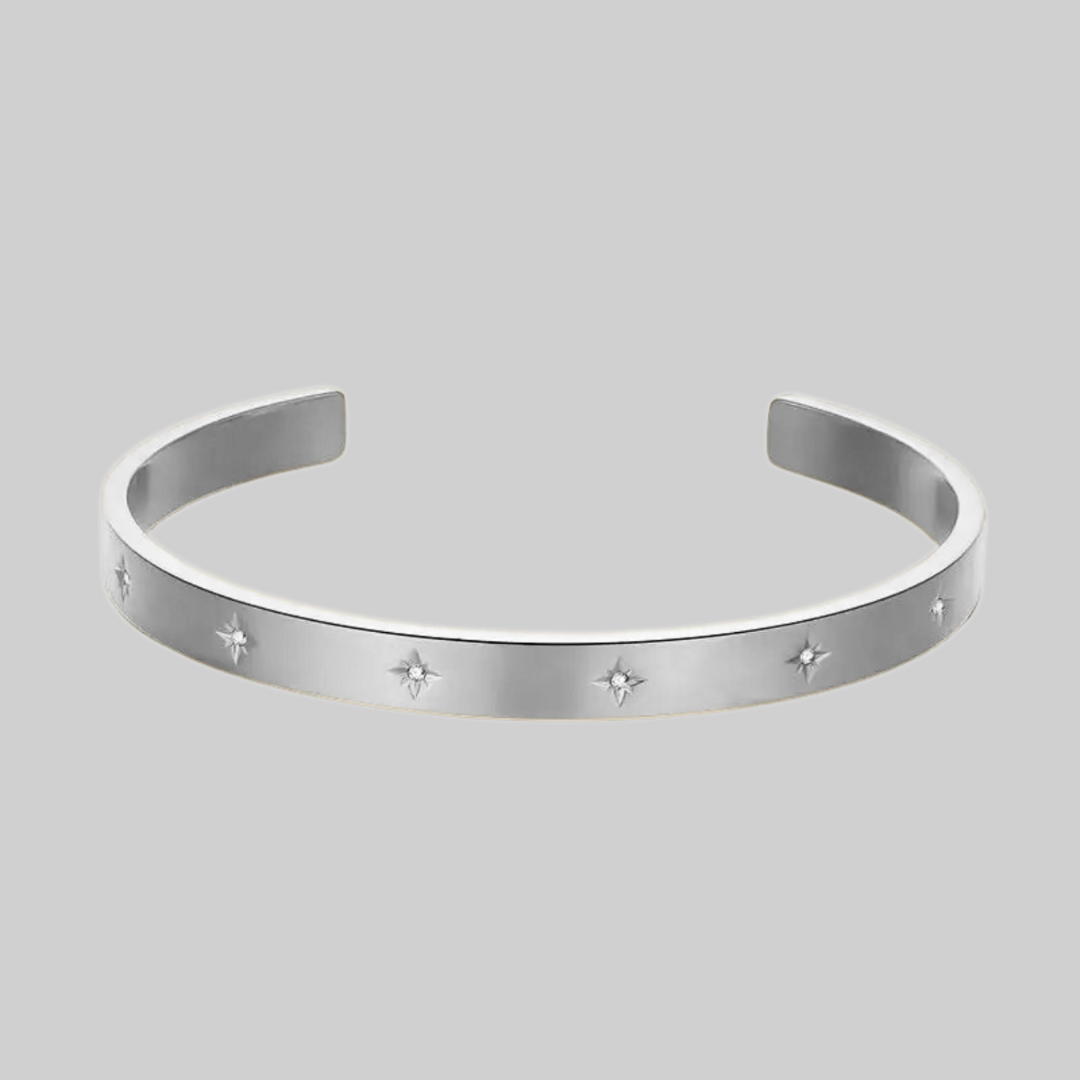 Elektra CZ Eight-Point Star Open Bangle | Silver