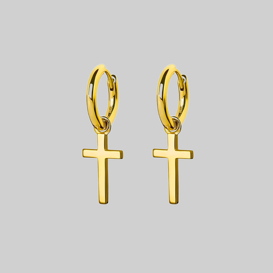 John Doe Men's Cross Hoop Earrings | Gold