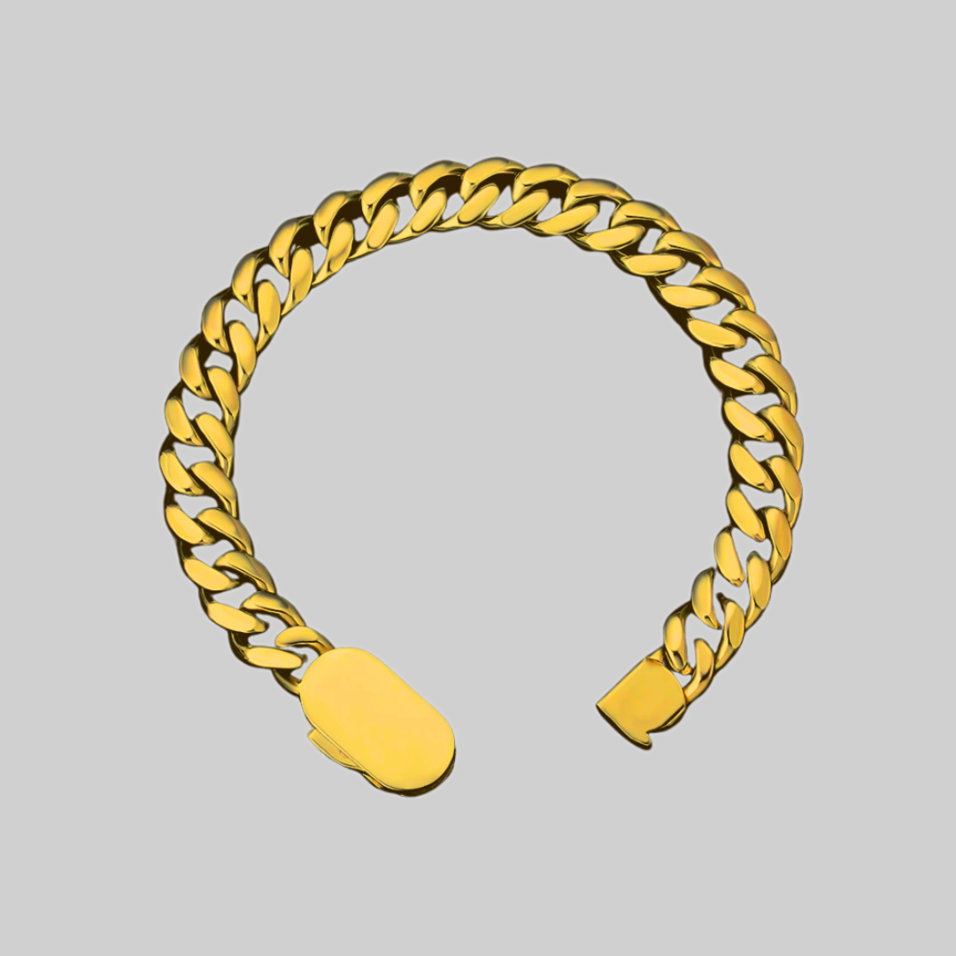 John Doe Men's 10mm Cuban Chain Bracelet | Gold