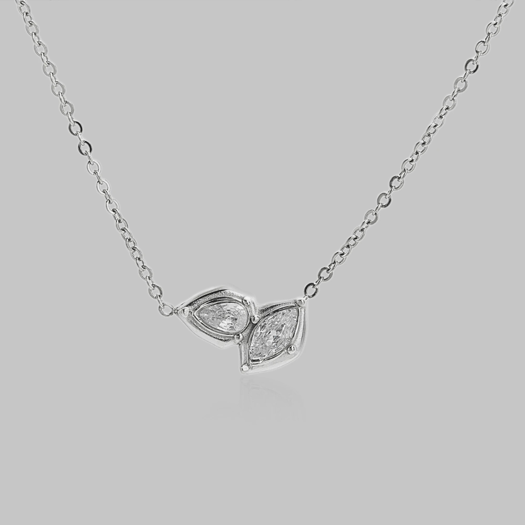 Pia Double CZ Dainty Chain Necklace | Silver Hue