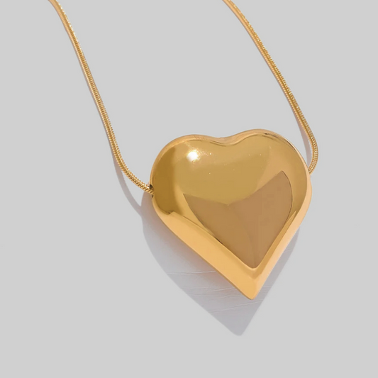 Cordelia Puffy Heart Necklace | Gold