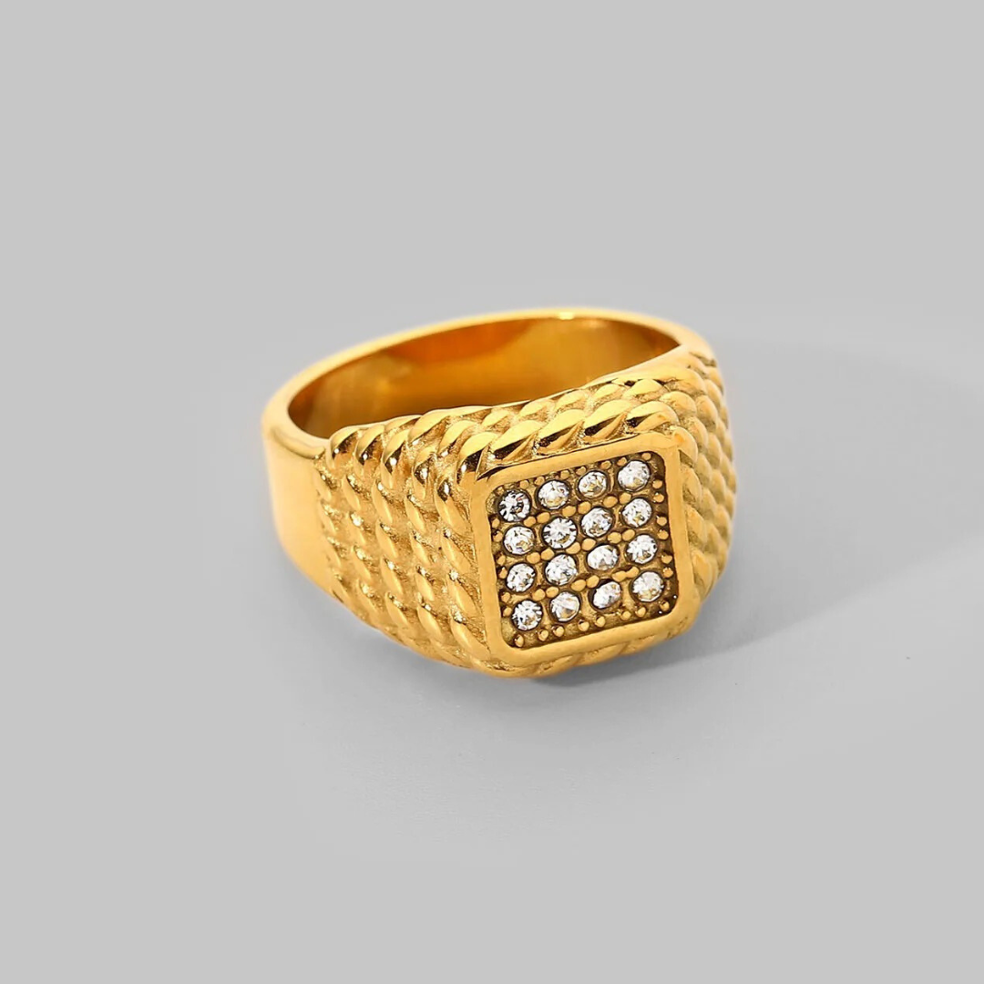 Suni Square Pave Textured Ring