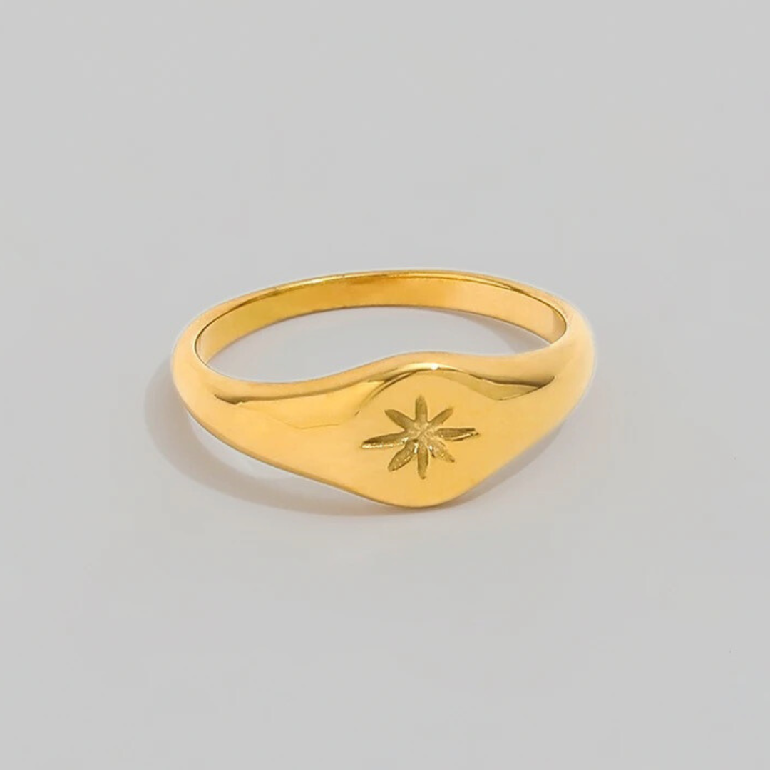 Debossed Northern Star Signet Ring