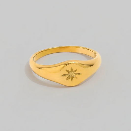 Debossed Northern Star Signet Ring