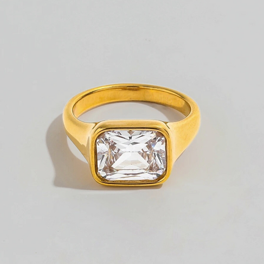 Radiant Cut Bezel CZ Ring