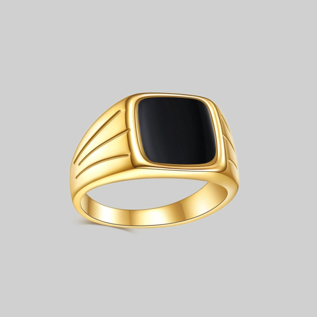 Black Enamel Signet Ring