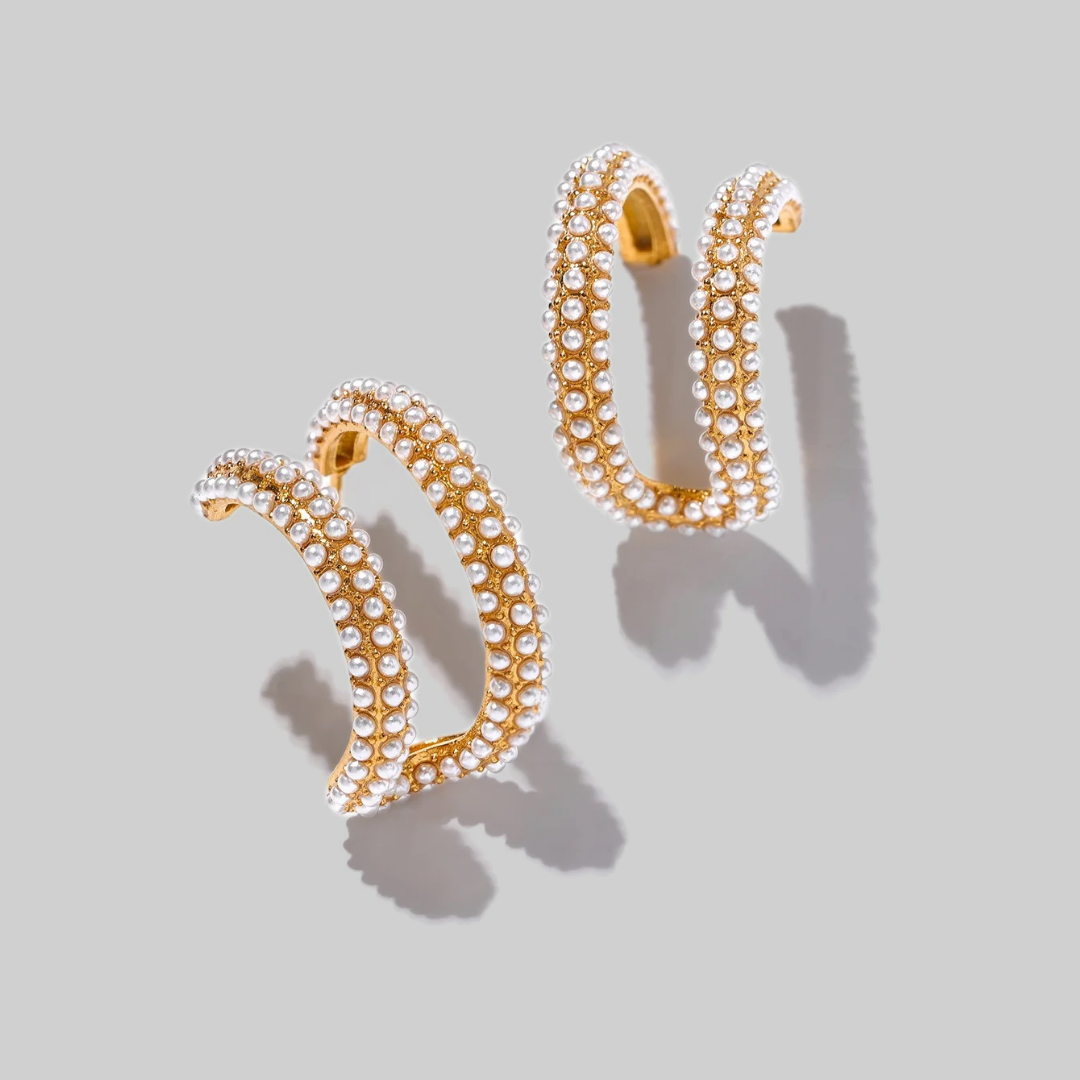 Marla Double Hoop Pearl Earrings