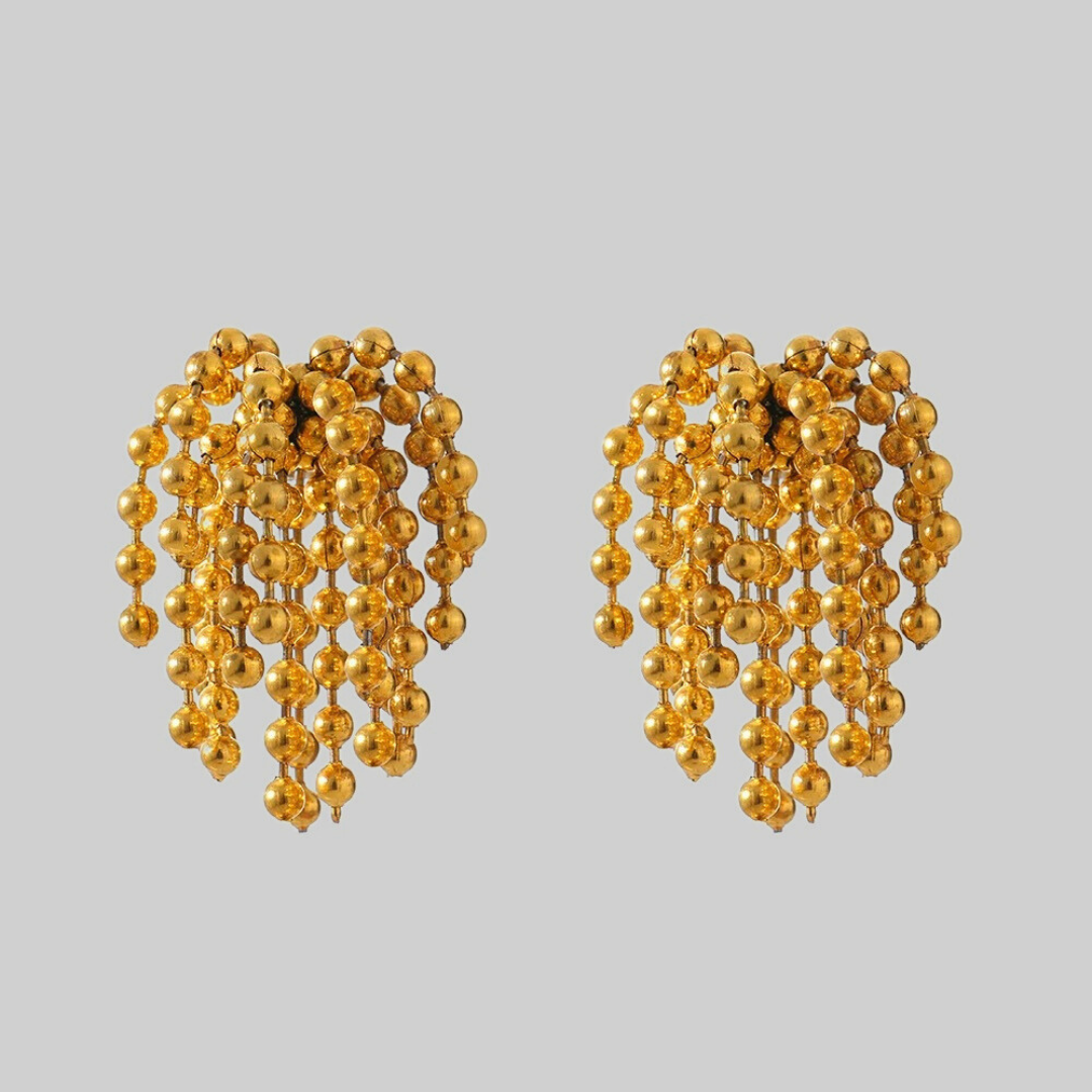 Cascading Beaded Chain Statement Earrings