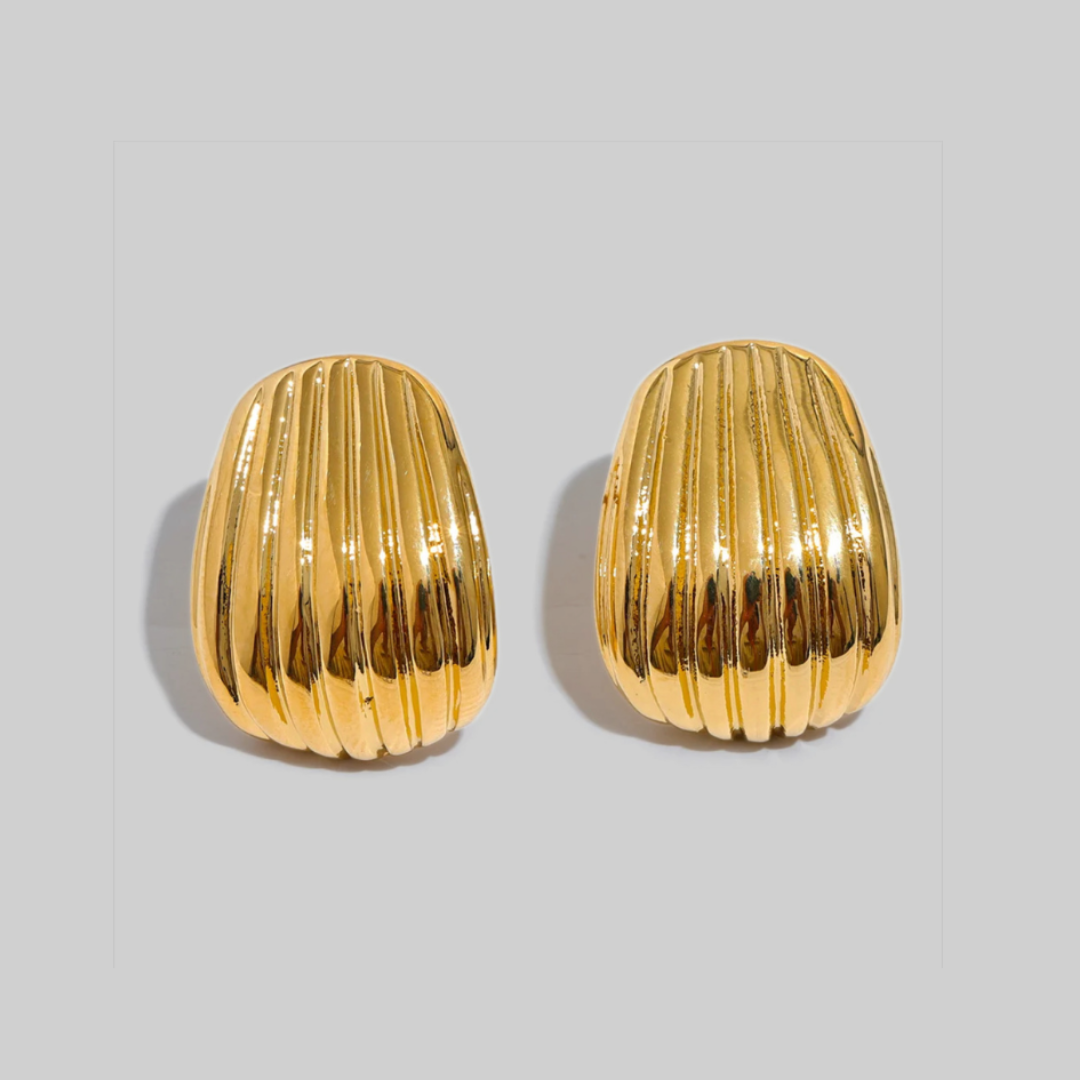 Ribbed Earrings | Gold