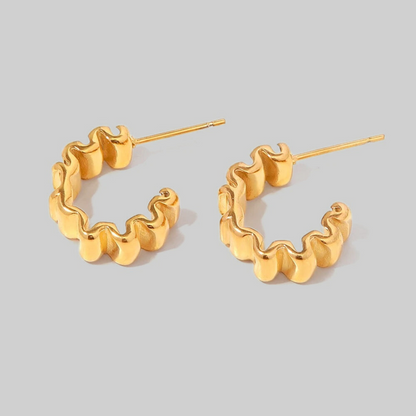 Zig Irregular Ribbed Hoop Earrings