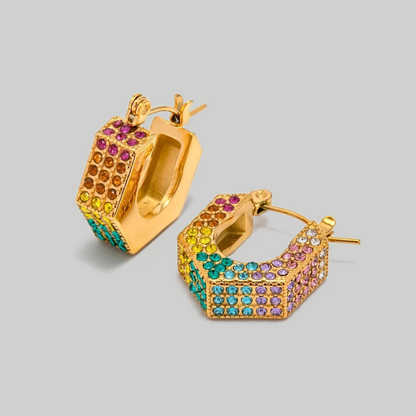 Tony Colorful CZ Pave Hoops