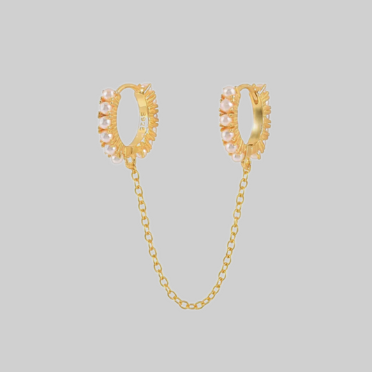 Pearlory Chain Huggie Earrings