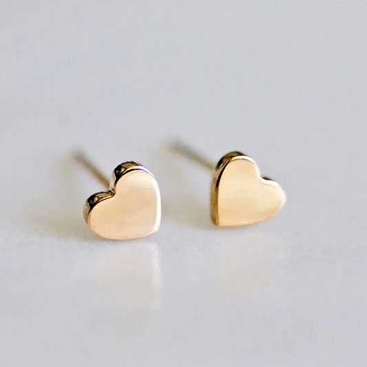 Heart Heart Dainty Stud Earrings | Gold