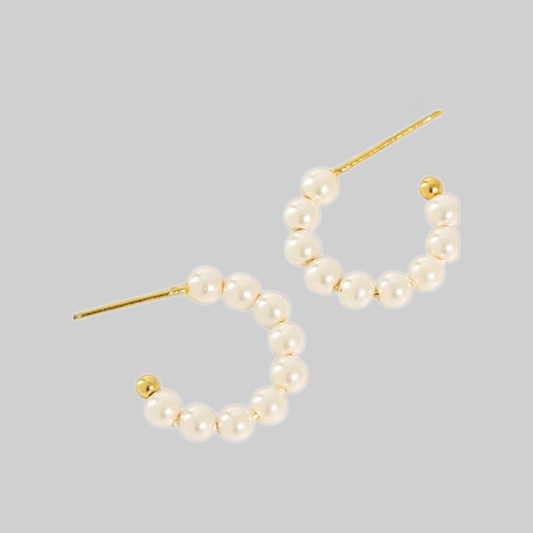 Vanna Small Pearl Hoop Earrings