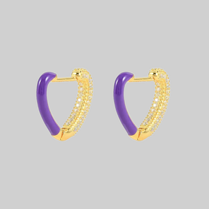 Isadora Purple Enamel & Pave Huggie Hoops