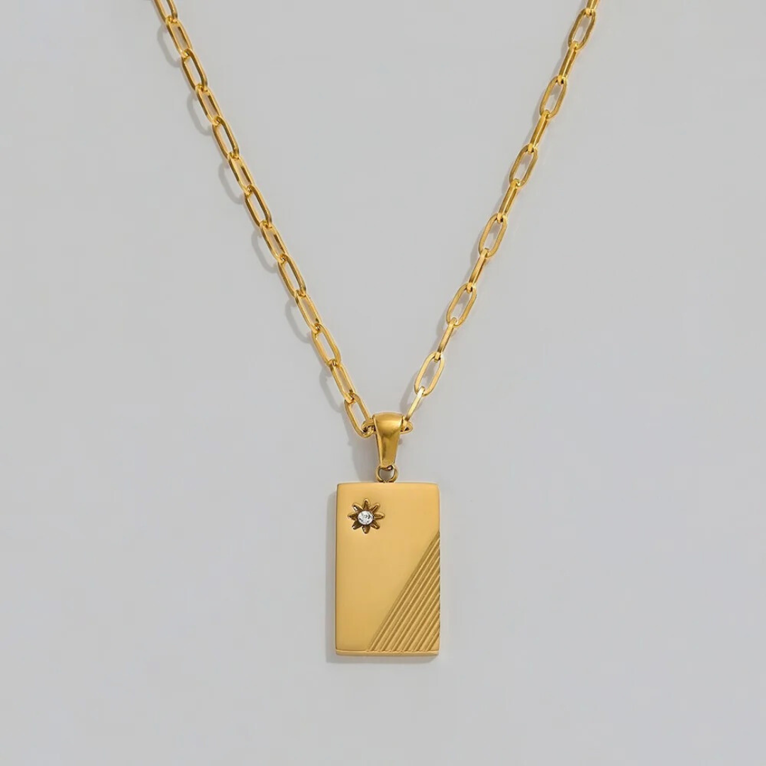 Chuco Rectangular CZ Star Pendant Necklace