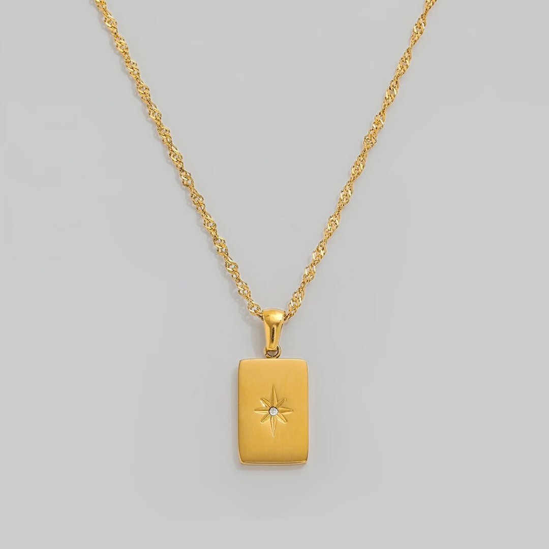 Cleme Rectangular Pendant Twisted Chain Necklace