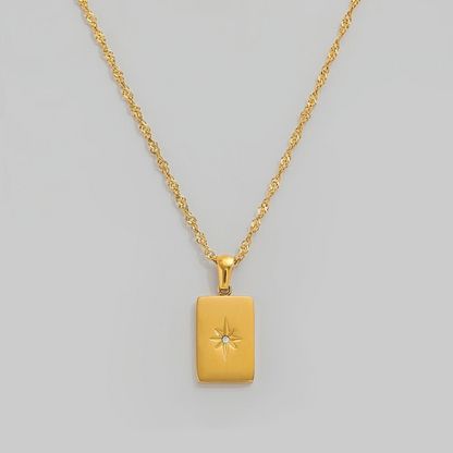 Cleme Rectangular Pendant Twisted Chain Necklace