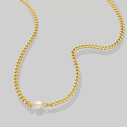 Tammy Single Pearl Cuban Chain Choker