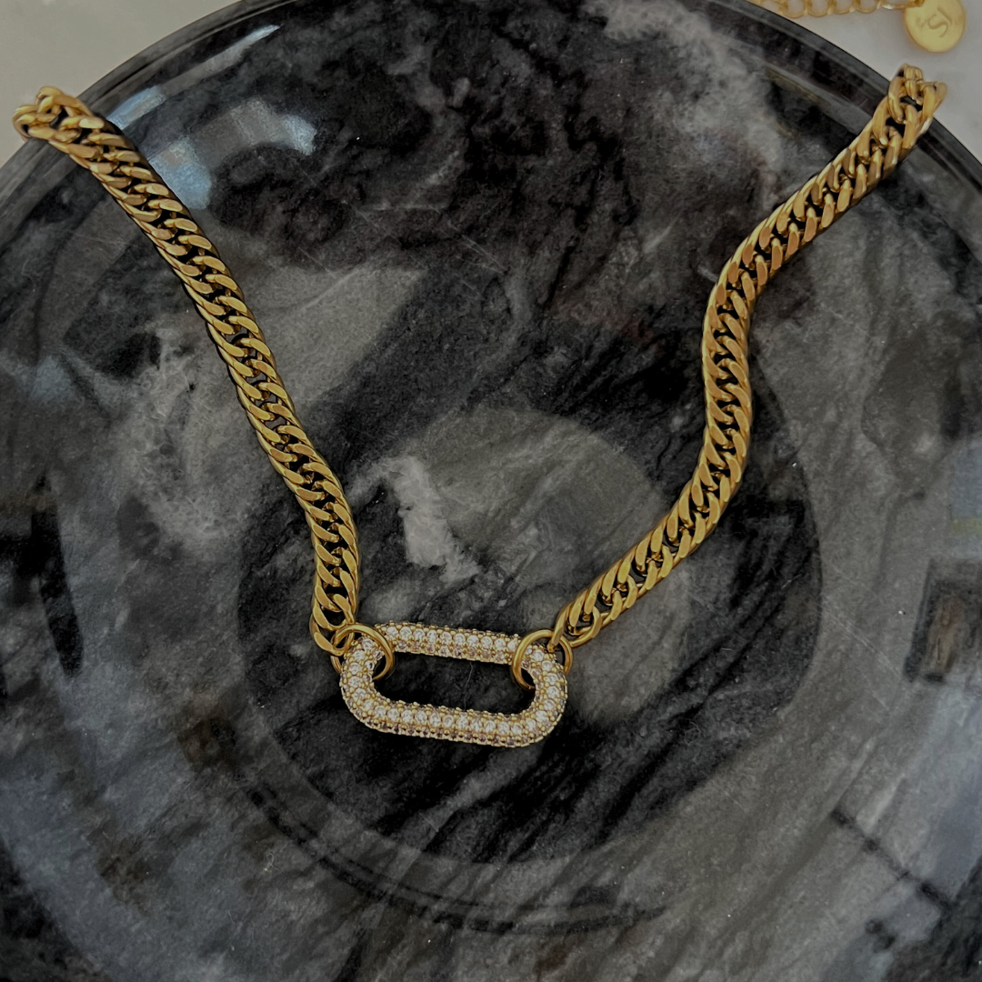 Aiza Single Pave Link Necklace