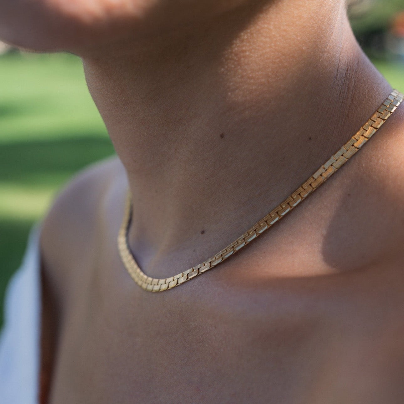 Nile Textured Herringbone Necklace