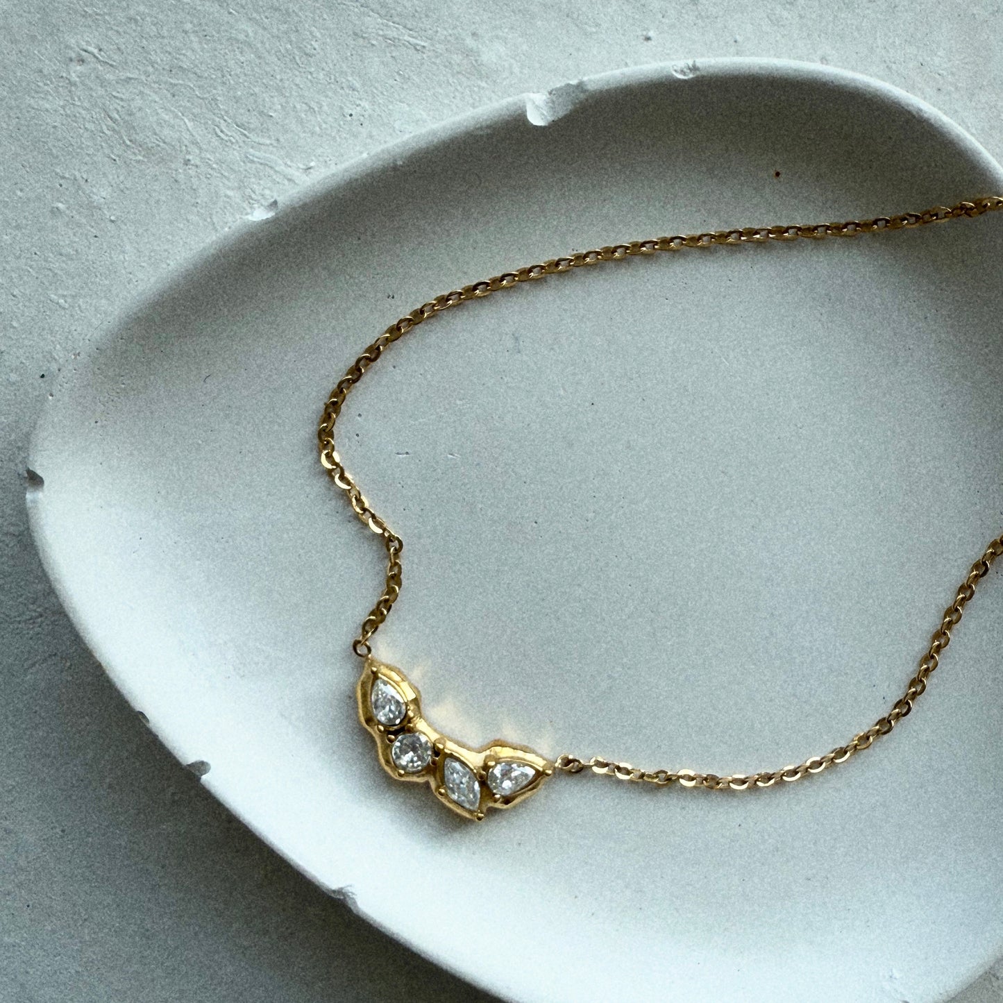 Pia Multi CZ Dainty Chain Necklace | Gold Hue