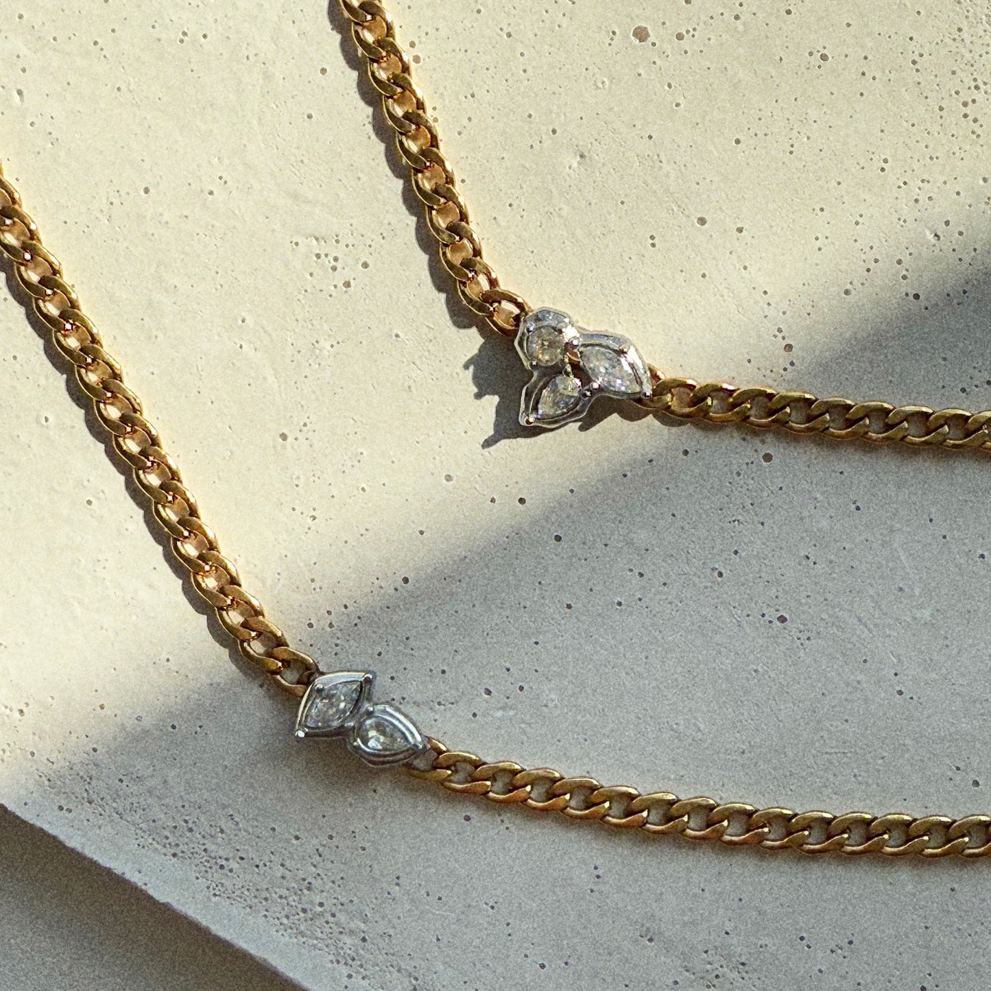 Penelope Triple CZ Curb Chain Necklace