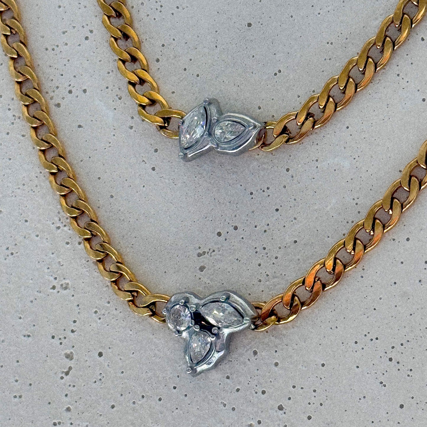 Penelope Triple CZ Curb Chain Necklace