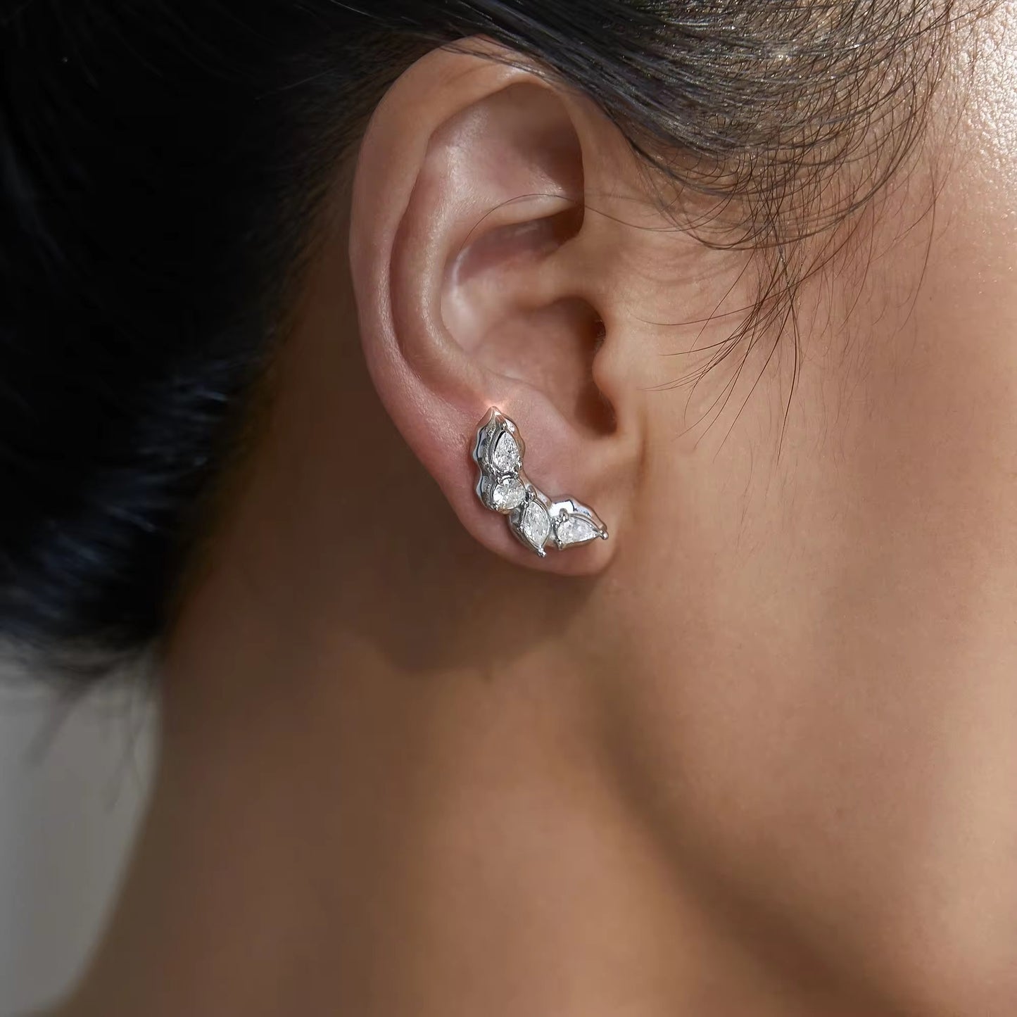 Pia Multi CZ Stud Earrings | Silver Hue